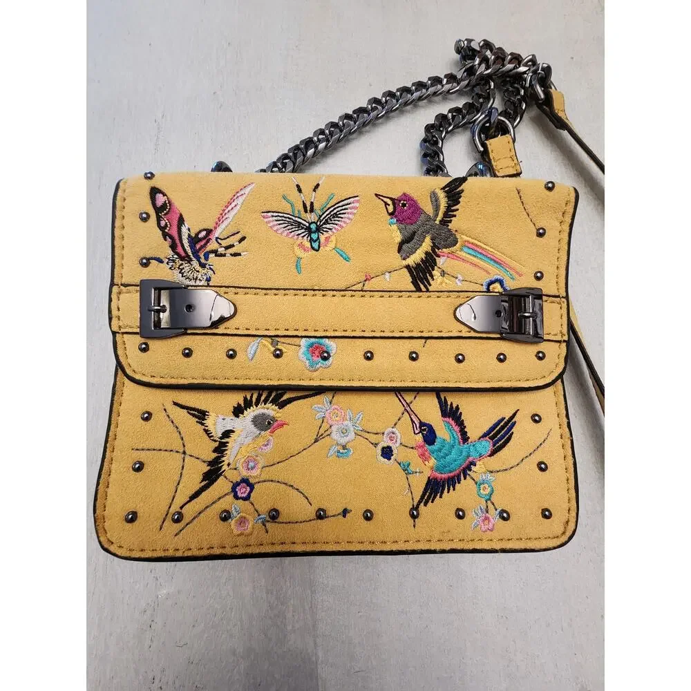 Topshop Polly Bird Embroidered Crossbody Bag Yellow - Picture 2 of 10